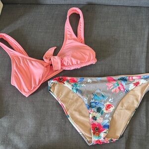 Floral Bikini Set with Pink Top